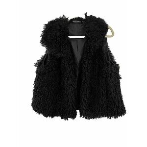 Amanda Charles Tibet Lamb Faux Fur VEST Coat Jacket XL Black Women's